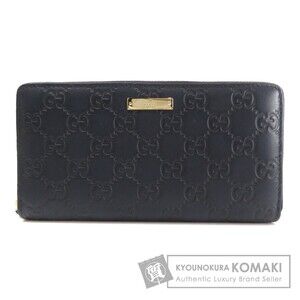Gucci Logo Plate Long Wallet Leather